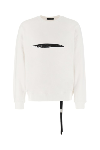 Shop Ann Demeulemeester Motif Printed Crewneck Sweatshirt In White