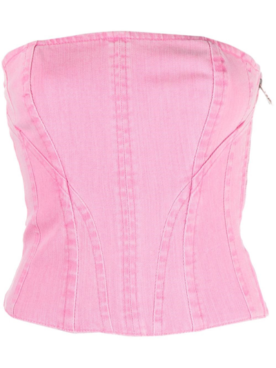 Shop Patrizia Pepe `essential` Bustier In Pink