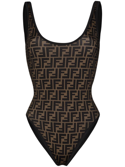 Shop Fendi Rama` Swimsuit In Black  