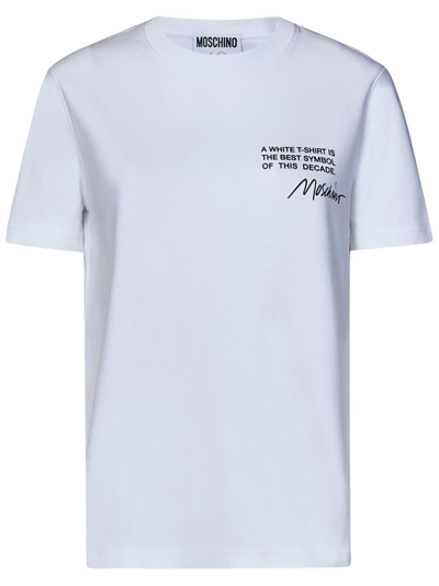 Shop Moschino Logo Printed Crewneck T In White