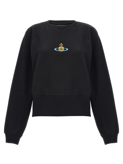 Shop Vivienne Westwood Orb Embroidered Crewneck Sweatshirt In Black