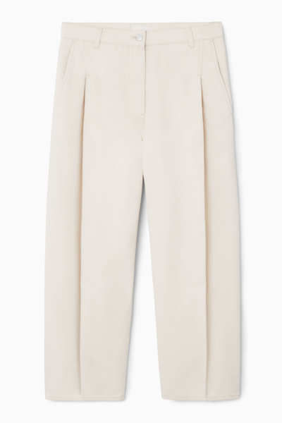 Shop Cos Pleated Barrel-leg Denim Pants In White