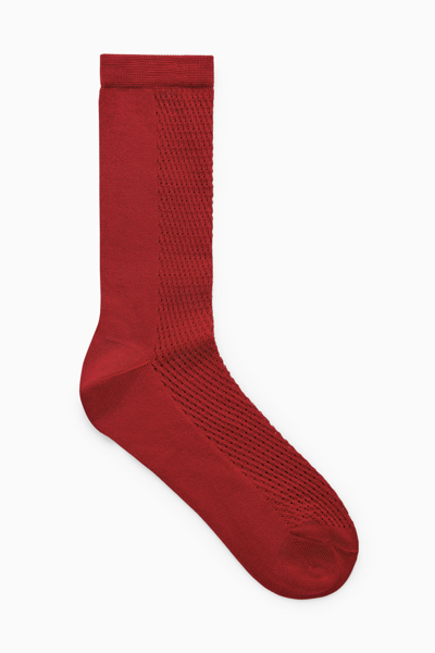Shop Cos Pointelle Silk-blend Ankle Socks In Red