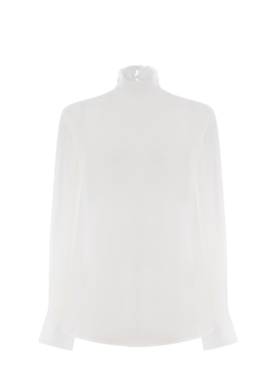 Shop Pinko High Neck Georgette Blouse In White
