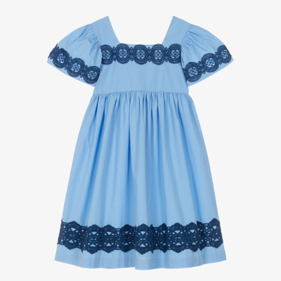 Shop The Middle Daughter Girls Blue Cotton & Lace Dress