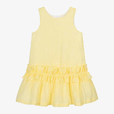 Shop Balloon Chic Girls Yellow Linen Ruffle Dress
