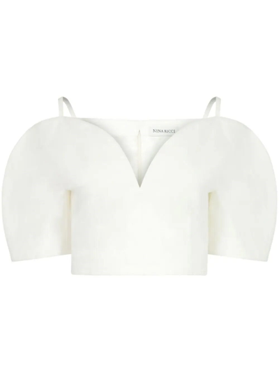 Shop Nina Ricci Heart Neckline Top In White
