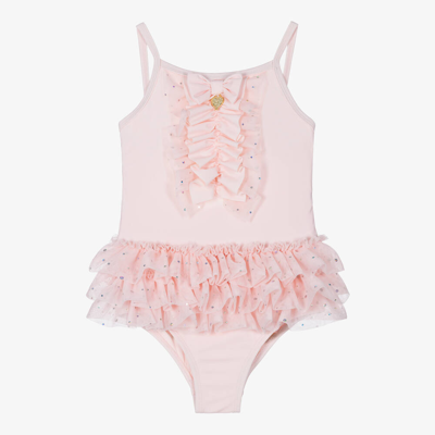 Shop Angel's Face Girls Pale Pink Frilled Swimsuit (upf50+)