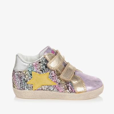 Shop Falcotto By Naturino Girls Purple Sequin Leather Trainers