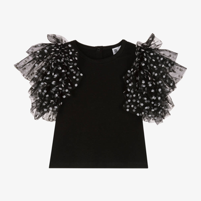 Shop The Tiny Universe Girls Black Cotton & Tulle T-shirt
