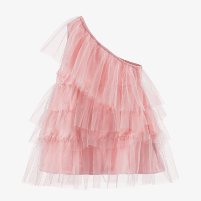 Shop The Tiny Universe Girls Pink Asymmetric Tulle Dress