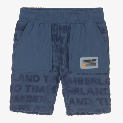 Shop Timberland Boys Blue Towelling Jersey Shorts