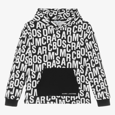 Shop Marc Jacobs Teen Black & White Graphic Cotton Hoodie