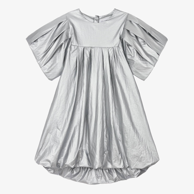 Shop Marc Jacobs Teen Girls Metallic Silver Puffed Dress
