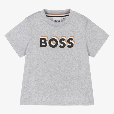 Shop Hugo Boss Boss Boys Grey Cotton 3d T-shirt