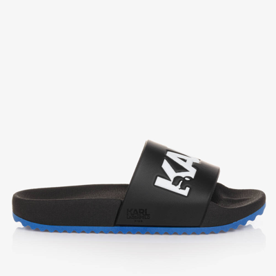 Shop Karl Lagerfeld Kids Teen Boys Black Karl Graphic Sliders