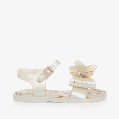 Shop Mini Melissa Girls Ivory & Gold Star Bow Sandals