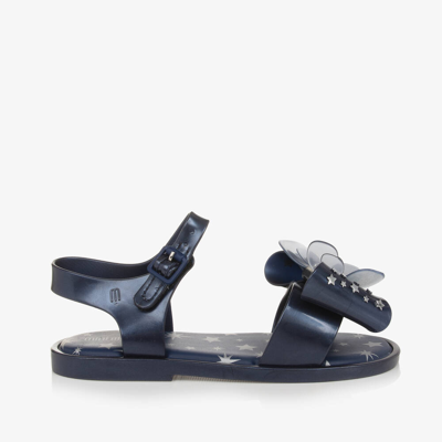Shop Mini Melissa Girls Blue & Silver Star Bow Sandals