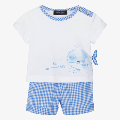 Shop Monnalisa Baby Boys Blue Cotton Shorts Set