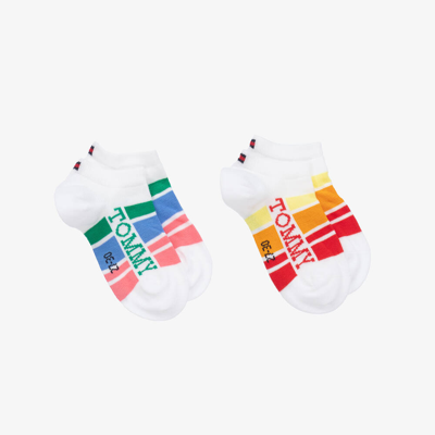 Shop Tommy Hilfiger White Cotton Stripe Ankle Socks (2 Pack)