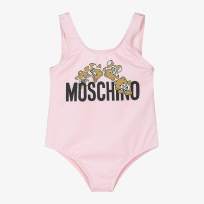 Shop Moschino Baby Girls Pale Pink Bear Swimsuit