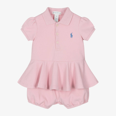 Shop Ralph Lauren Baby Girls Pink Cotton Polo Shortie