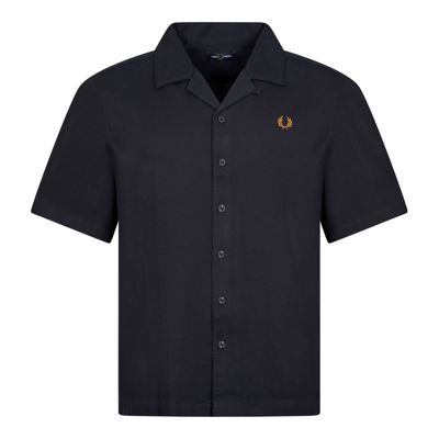 Shop Fred Perry Short Sleeved Pique Shirt In Navy