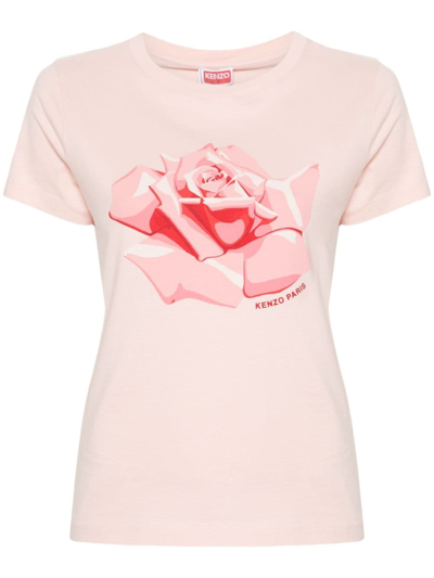 Shop Kenzo T-shirt Con Stampa In Pink