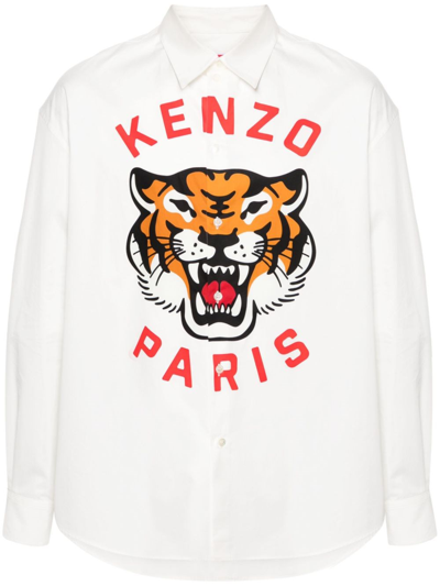 Shop Kenzo Camicia  Lucky Tiger In White
