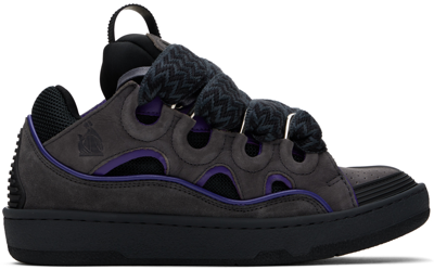 Shop Lanvin Ssense Exclusive Black & Purple Curb Sneakers In 1070 Black/purple