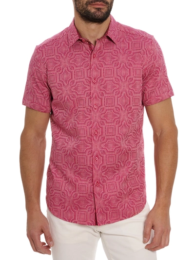 Shop Robert Graham Voyage Short Sleeve Button Down Shirt In Pink