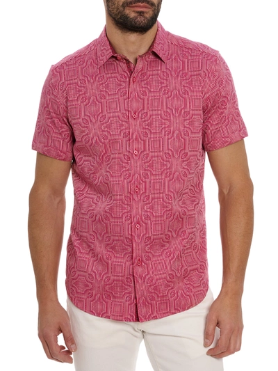 Robert Graham Voyage Short Sleeve Button Down Shirt In Pink
