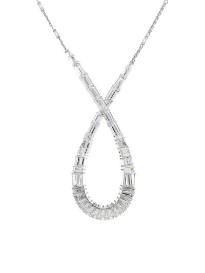 Shop Swarovski Women's Hyperbola Rhodium-plated &  Crystal Pendant Necklace In White Gold