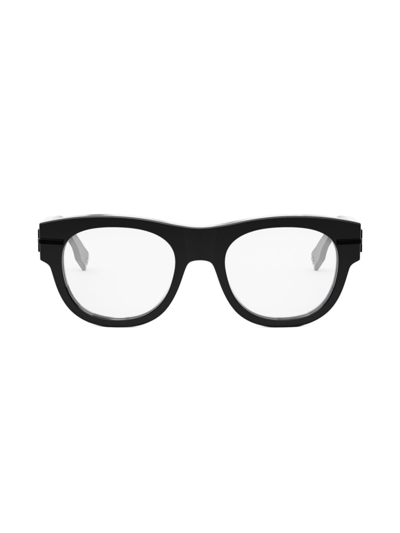 Shop Fendi Women's Graphy 51mm Round Eyeglasses In Shiny Black