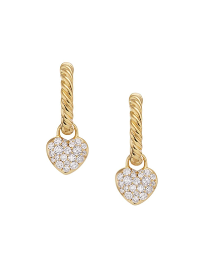 Shop David Yurman Women's Petite Pavé Heart Drop Earrings In 18k Yellow Gold With Diamonds, 16.4mm