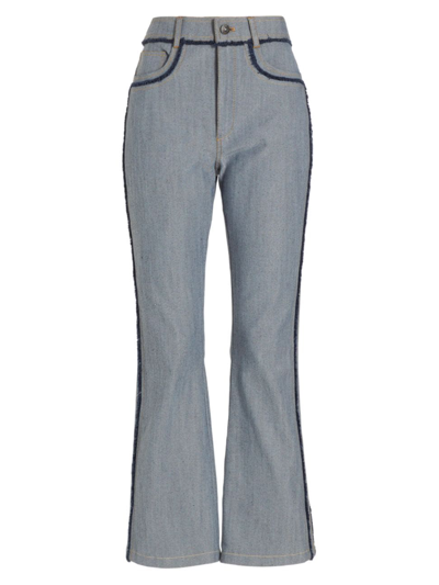 Shop Cinq À Sept Women's Sallie Bouclé Crop Flare Jeans In Light Indigo
