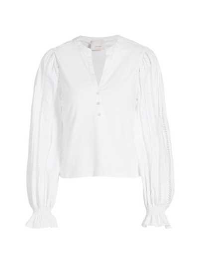 Shop Cinq À Sept Women's Gianna Cotton-blend Lace Blouse In White