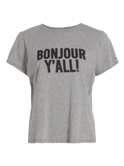 Shop Cinq À Sept Women's Bonjour Y'all Graphic T-shirt In Heather Grey Black