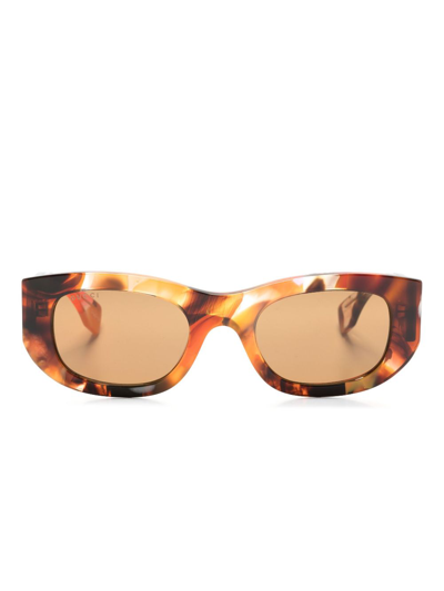 Shop Gucci Orange Nouvelle Vague Rectangle-frame Sunglasses