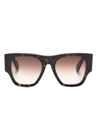 Shop Chloé Brown Naomy Square-frame Sunglasses