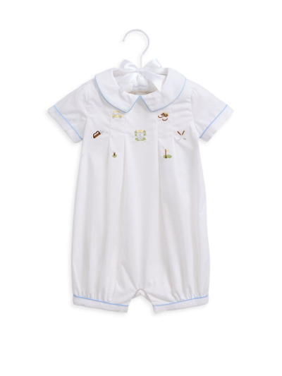 Shop Polo Ralph Lauren Baby Boy's Embroidered Cotton Shortall In White