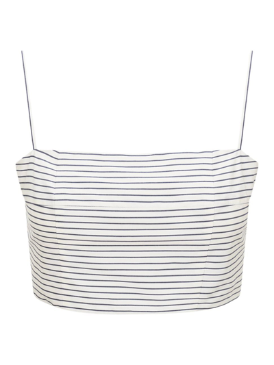 Shop Staud Women's Federico Striped Stretch-cotton Sleeveless Crop Top In Ivory Micro Stripe