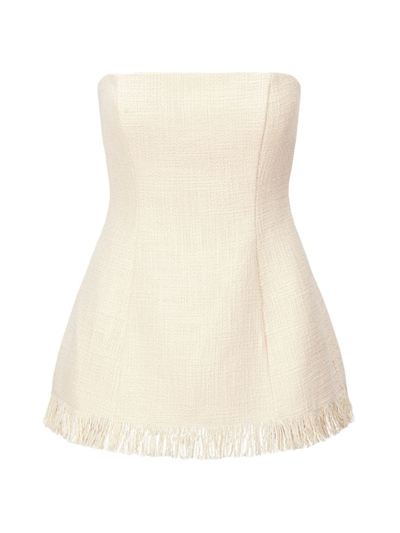 Shop Staud Women's Silvia Tweed Strapless Top In Ivory