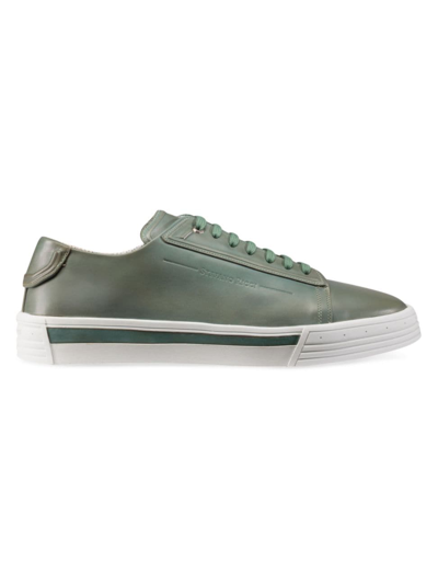Shop Stefano Ricci Men's Calfskin Leather Sneakers In Past Green