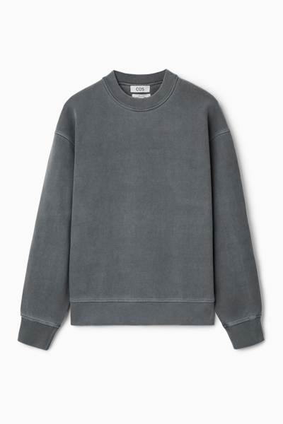Shop Cos Garment-dyed Mock-neck Sweatshirt In Black