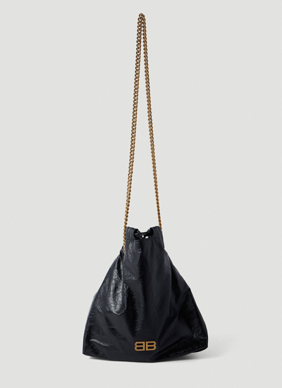 Shop Balenciaga Crush Chain Medium Shoulder Bag In Black