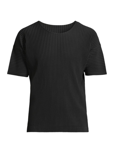 Shop Issey Miyake Men's Basics Pleated Crewneck T-shirt In Black