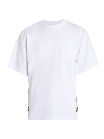 Shop Sacai Men's Cotton Jersey Side-zip T-shirt In White