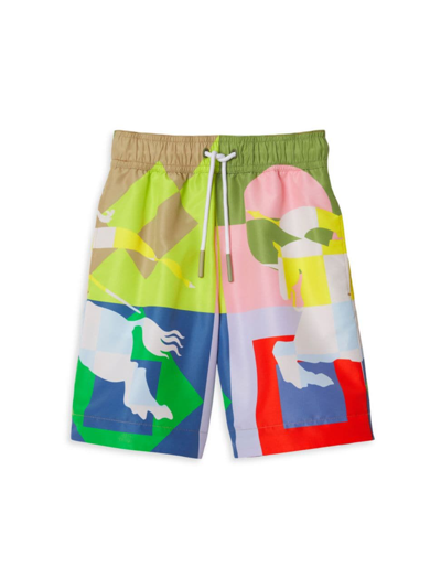 Shop Burberry Baby Boy's, Little Boy's & Boy's Malcolm Printed Swim Shorts In Neutral