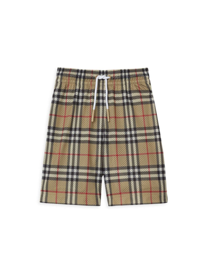 Shop Burberry Baby's, Little Kid's & Kid's Malcolm Mesh Check Shorts In Archive Beige Check